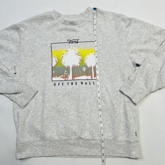 Vans Sweatshirt Mens Medium Gray Off The Wall Palm Trees Crewneck Pullover Skate - Picture 7 of 9